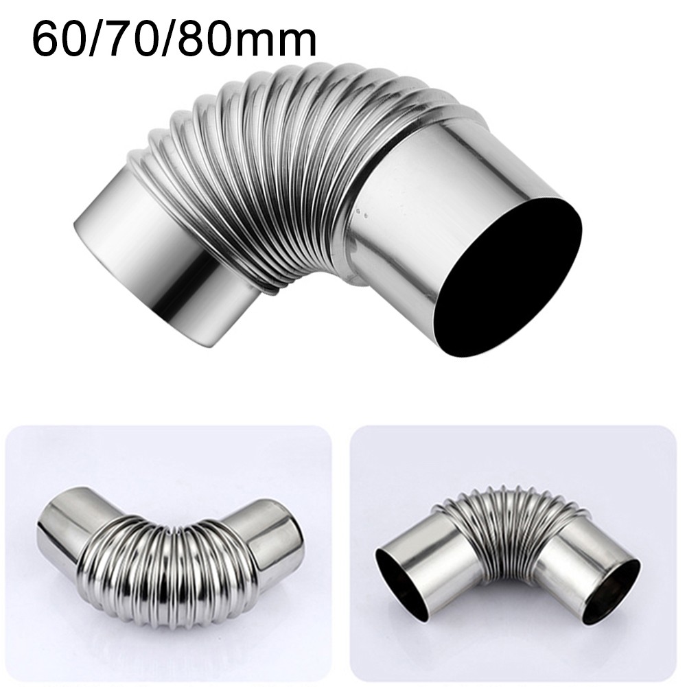 Outdoor Camping Fireplace - 60/70/80mm Stainless Steel 90 Degree Elbow