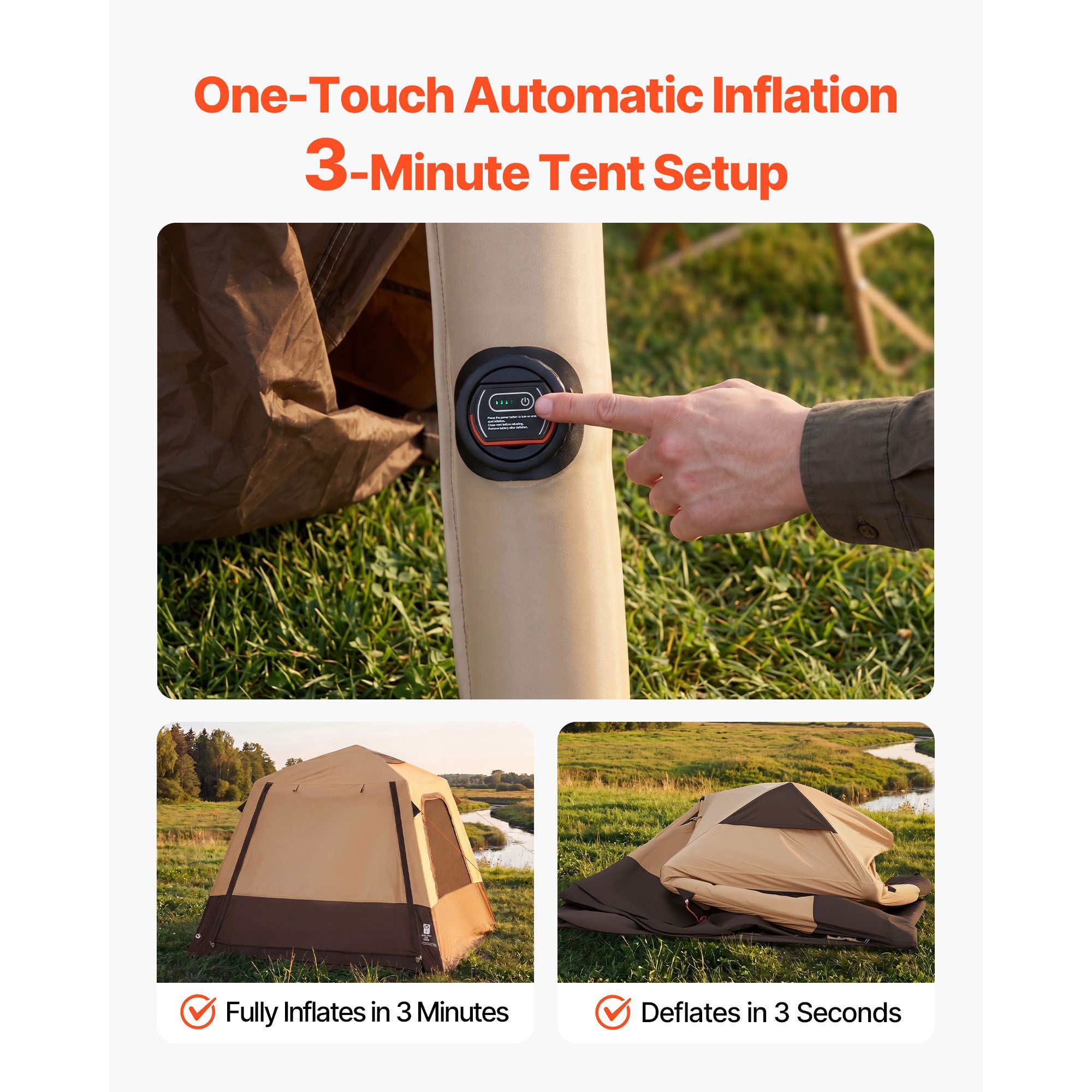 Camping Tent, 4 Person Inflata - Outdoor Camping On Youtube 评论和价格