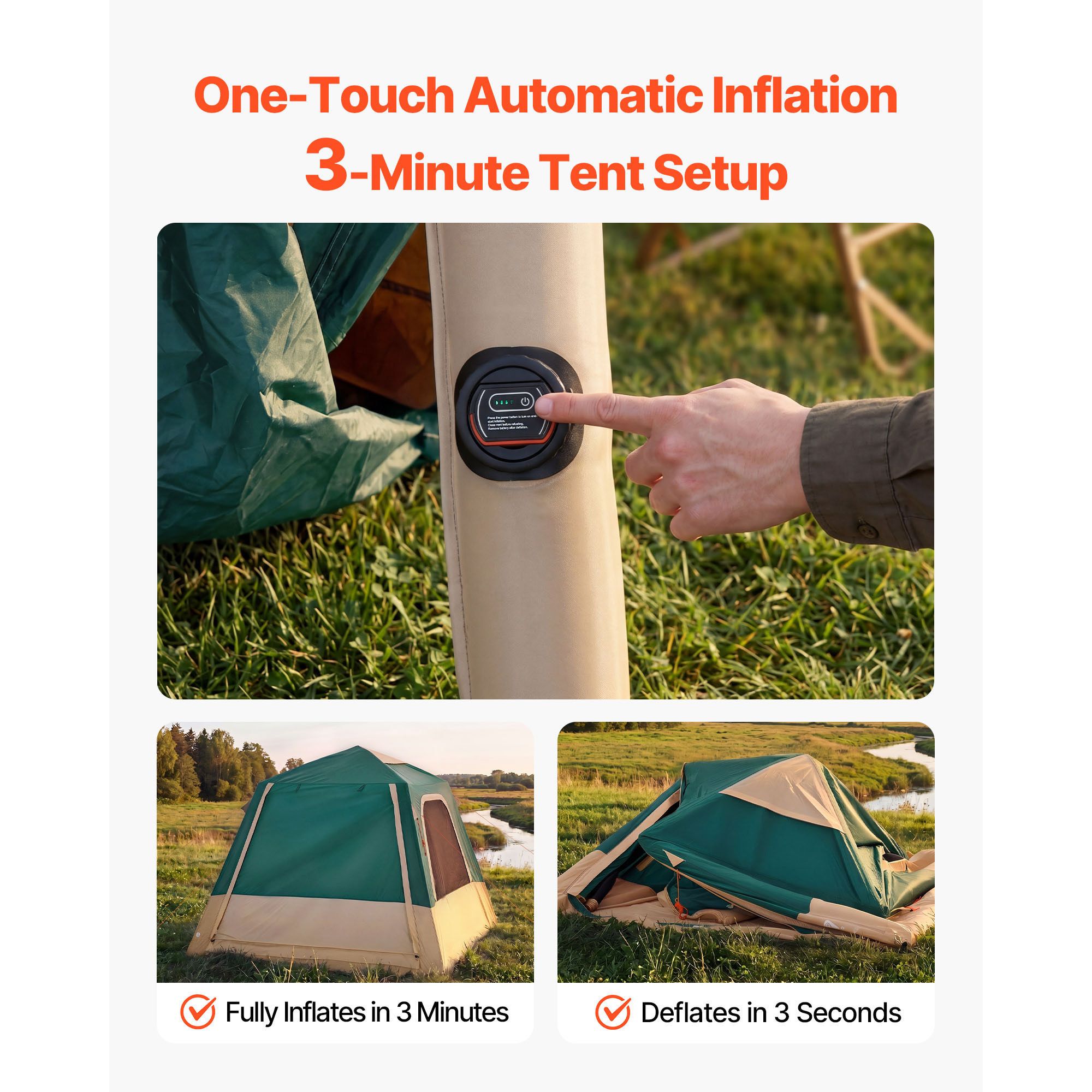Camping Tent, 4 Person Inflata - Outdoor Camping On Youtube 评论和价格