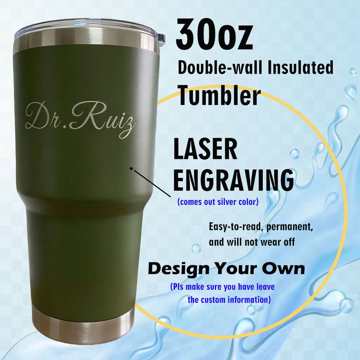 Custom Personalized 30 oz Vacu - Outdoor Camping Water Tank 评论和价格