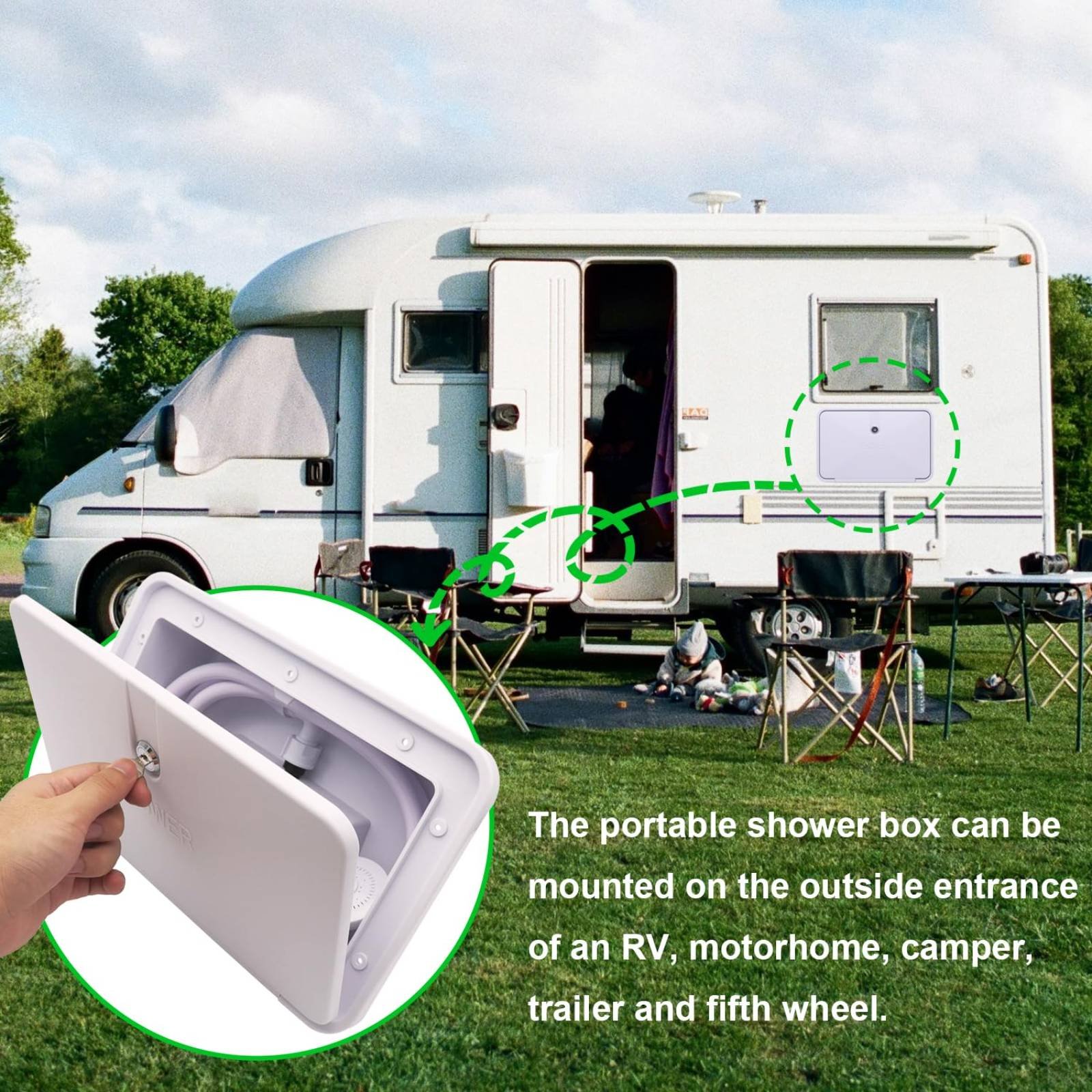 RV Exterior Shower Box Compact - Outdoor Camping Showers 评论和价格
