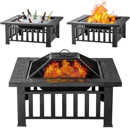 Fire Pit Table 32 Inch Square  - Outdoor Camping Fireplace 评论和价格