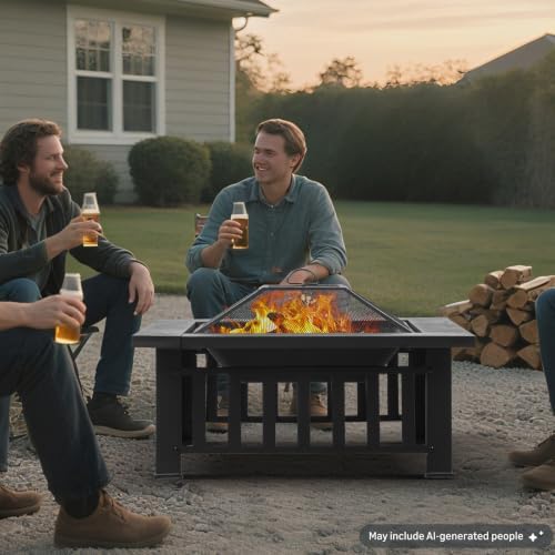 Fire Pit Table 32 Inch Square  - Outdoor Camping Fireplace 评论和价格