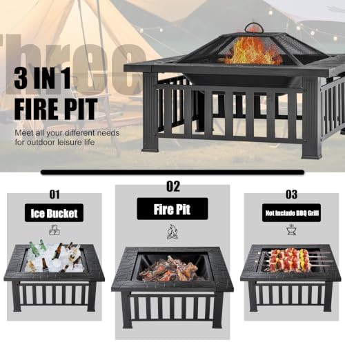 Fire Pit Table 32 Inch Square  - Outdoor Camping Fireplace 评论和价格