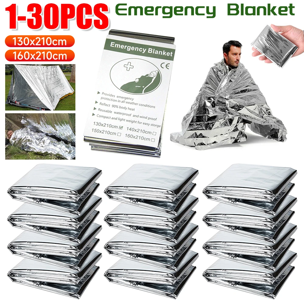 1-30PCS Emergency Blanket Outd - Outdoor Camping Mat Waterproof 评论和价格